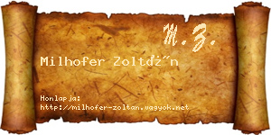 Milhofer Zoltán névjegykártya